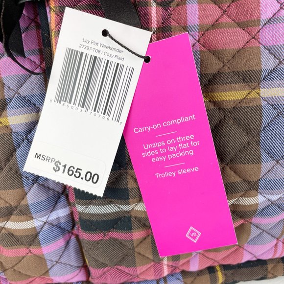 Vera Bradley Lay Flat Weekender Cozy Plaid - Picture 12 of 12